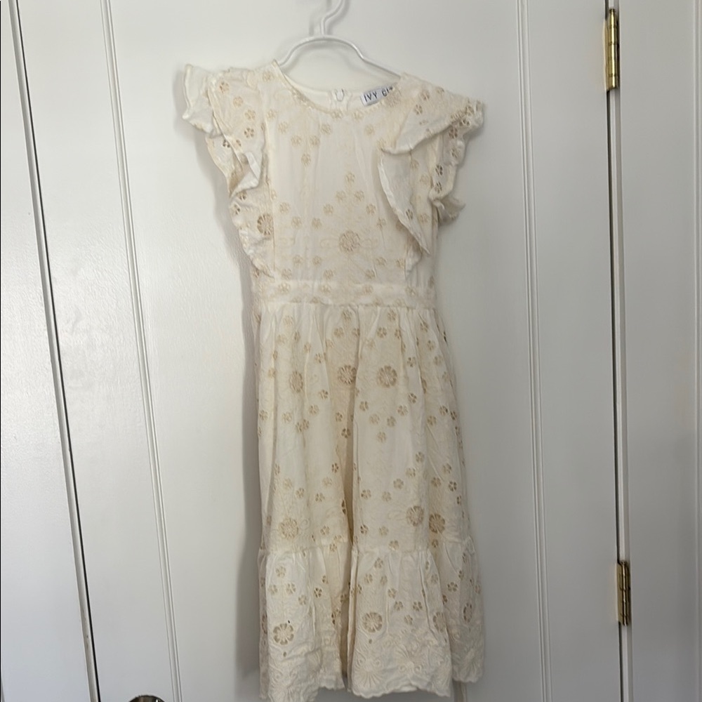 Cream Cap Sleeve Sundress for Wedding Guest